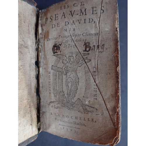 561 - CLEMENT MAROT & THEODORE DE BEZE: 'LES PSEAUMES DE DAVID' a miniature edition, H. Haultin, La Rochel... 