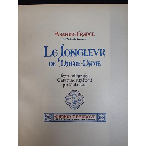 567 - ANATOLE FRANCE: LE JONGLEUR DE NOTRE DAME Edition F. Ferroud, Paris 1906, gothic style leather bindi... 