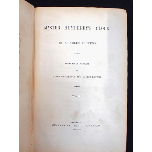 593 - DICKENS, CHARLES, 'MASTER HUMPHREY'S CLOCK' published by Chapman & Hall, 1840, two three quarter lea... 