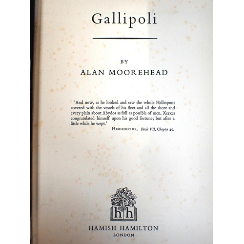 594 - MOOREHEAD, ALAN, 'GALLIPOLI' second impression published by Hamish Hamilton, 1956, brown cloth bound... 