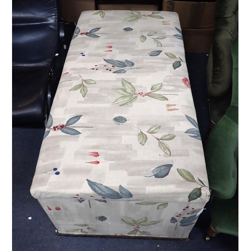 836 - A BOX OTTOMAN fitted with a loose cover 65 x 125cm approx (for restoration)