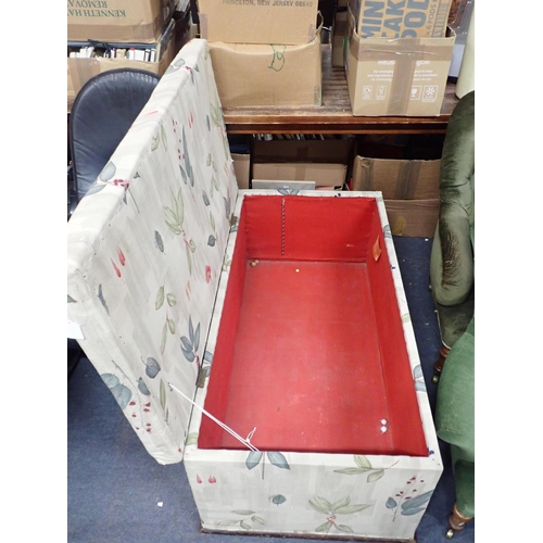 836 - A BOX OTTOMAN fitted with a loose cover 65 x 125cm approx (for restoration)