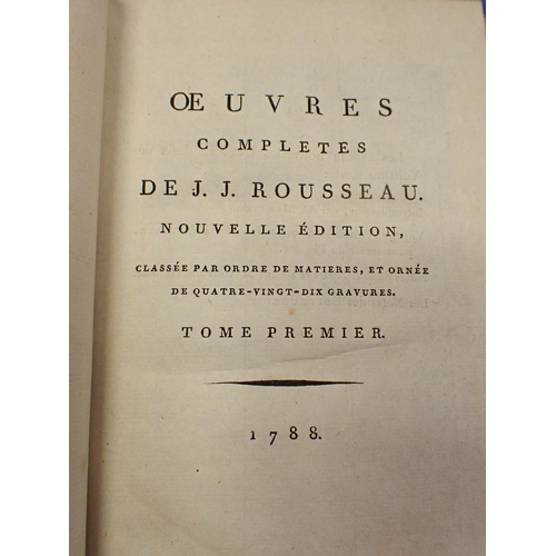 599a - J.J. ROUSSEAU: OEUVRES COMPLETES, NOUVELLE EDITION classee par ordre de matierers...'  36 volumes, 1... 