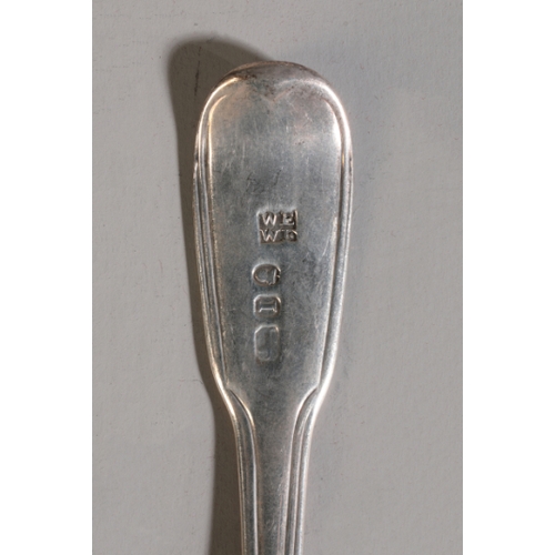 100 - A COMPOSITE CANTEEN OF GEORGE III AND LATER SILVER FIDDLE AND THREAD PATTERN FLATWARE

comprising: 4... 