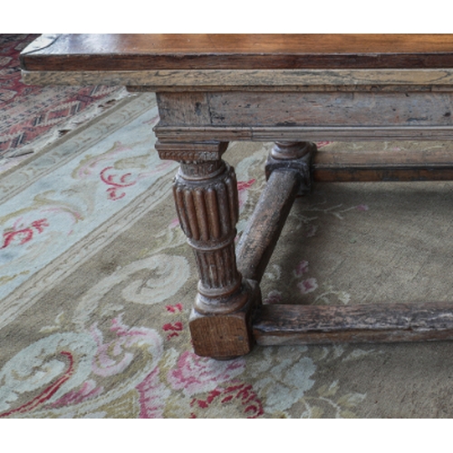 2 - AN ELIZABETHAN STYLE OAK DRAW-LEAF REFECTORY TABLE

the later rectangular top with cleated ends and ... 