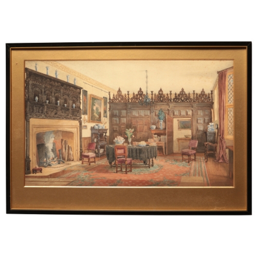 230 - HUBERT J. MEDLYCOTT  The Great Hall, Sandford Orcas Manor,

signed and dated 1885, watercolour, 32cm... 