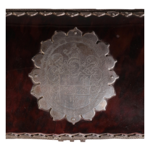 256 - A CHARLES I TORTOISESHELL AND SILVER-MOUNTED JEWEL CASKET

of rectangular form with a slightly domed... 