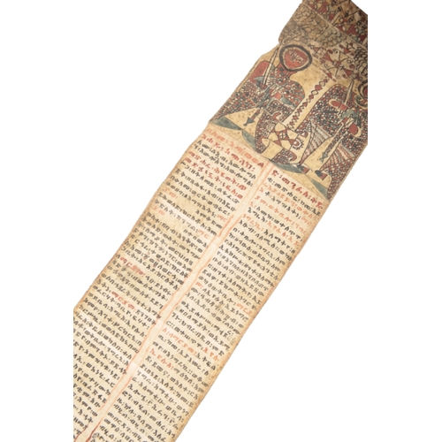 264 - A COPTIC MANUSCRIPT PRAYER SCROLL

in red and black script on sheep skin written in Ge'ez, the ancie... 