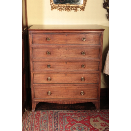 284 - A LATE GEORGE III MAHOGANY SECRETAIRE CHEST

with two simulated upper drawers with panelled fronts e... 