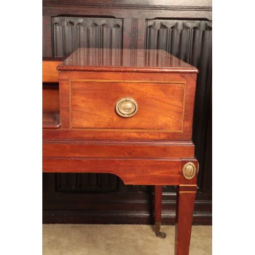 313 - A GEORGE III MAHOGANY DESK

converted from a square piano, the writing surface flanked by two drawer... 