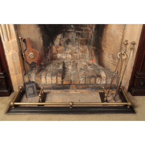 343 - A COLLECTION OF GEORGE III AND LATER CHIMNEY FURNITURE

including a Victorian iron fire curb with a ... 