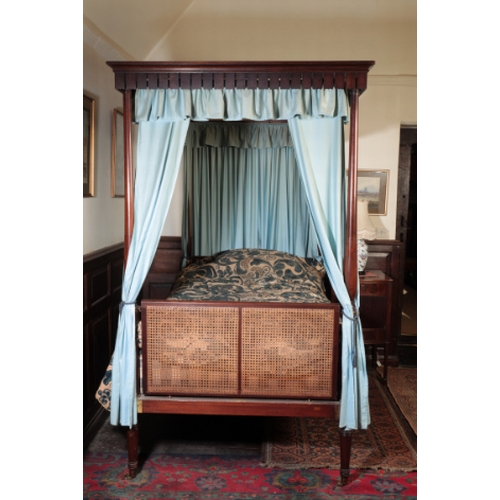 346 - A REGENCY MAHOGANY CAMPAIGN FOUR POSTER BED

with a brass makers plate of 