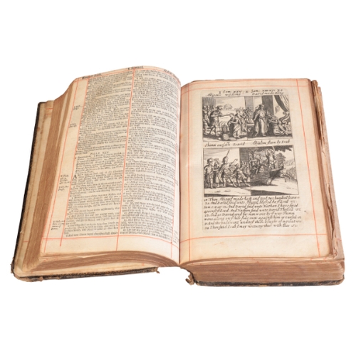 436 - A CHARLES II BIBLE

published London 1671, with illustrations and red-ruling throughout, octavo, ret... 