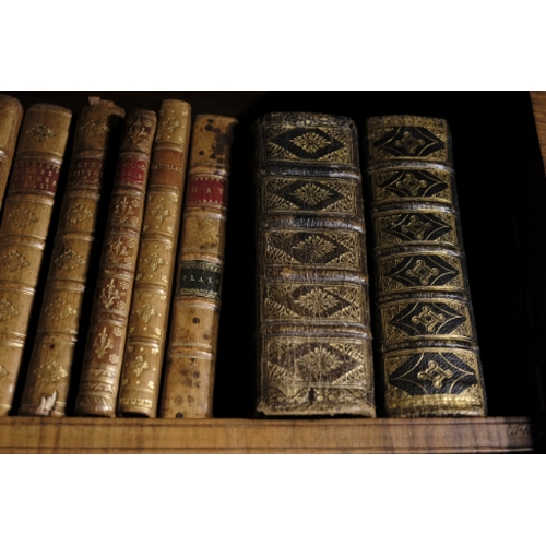 448 - A COLLECTION OF 18TH CENTURY AND LATER LEATHER-BOUND BOOKS

including Glasse's Cookery; a Charles II... 