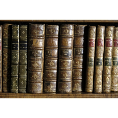 448 - A COLLECTION OF 18TH CENTURY AND LATER LEATHER-BOUND BOOKS

including Glasse's Cookery; a Charles II... 