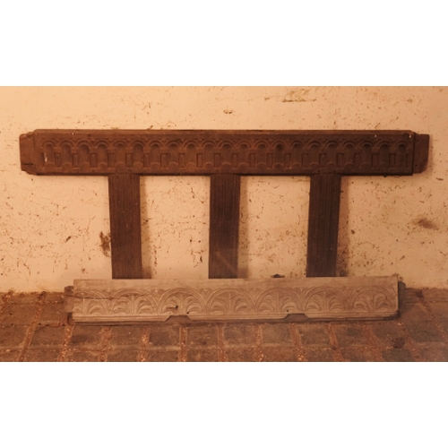 465 - AN OAK DOOR FRAME

with Gothic arch and strap hinges (approx. 204 cm high x 94cm wide); an ornate pi... 