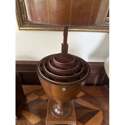 48 - A GEORGE III MAHOGANY CUTLERY URN

circa 1785, of Hepplewhite design, inlaid with chequered stringin... 