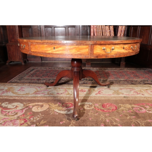 5 - THE LEINSTER DRUM TABLE: A LATE GEORGE III SATINWOOD LIBRARY TABLE

with kingwood banding, the oval ... 