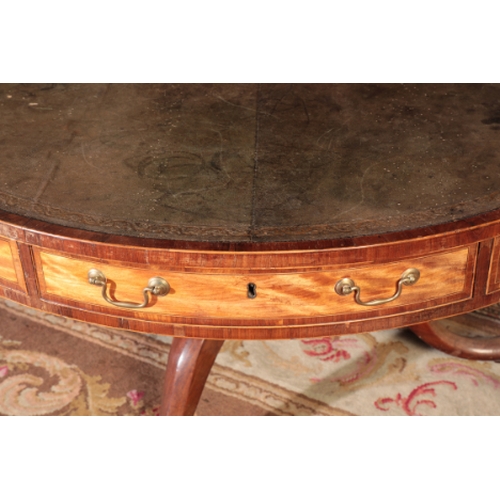 5 - THE LEINSTER DRUM TABLE: A LATE GEORGE III SATINWOOD LIBRARY TABLE

with kingwood banding, the oval ... 