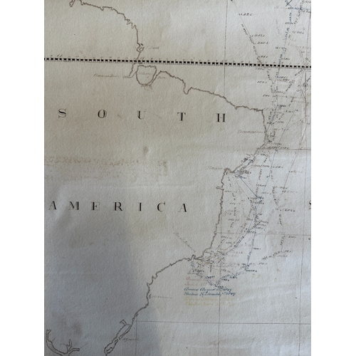 398d - A MANUSCRIPT MAP tracking the journey of “HMB Penguin by H. Leslie, Lieutenant and Commander” includ... 