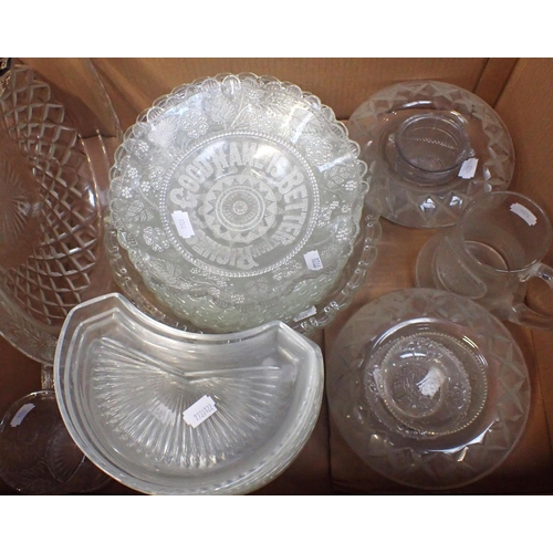 112 - A COLLECTION OF VICTORIAN PRESSED GLASS including commemoratives, with other glass wares