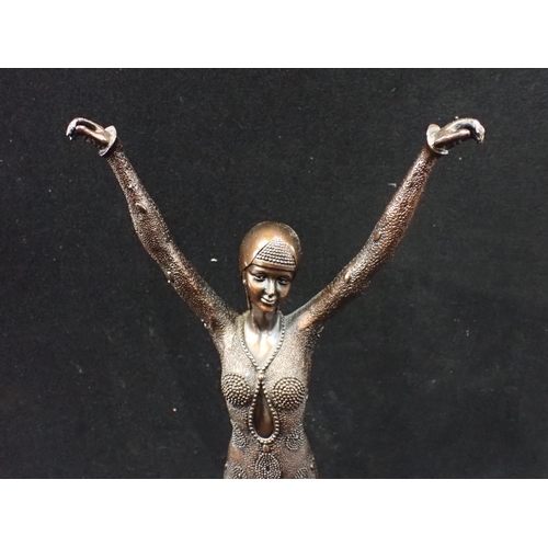 147 - AN ART DECO STYLE FIGURE in bronze coloured resin 49cm high