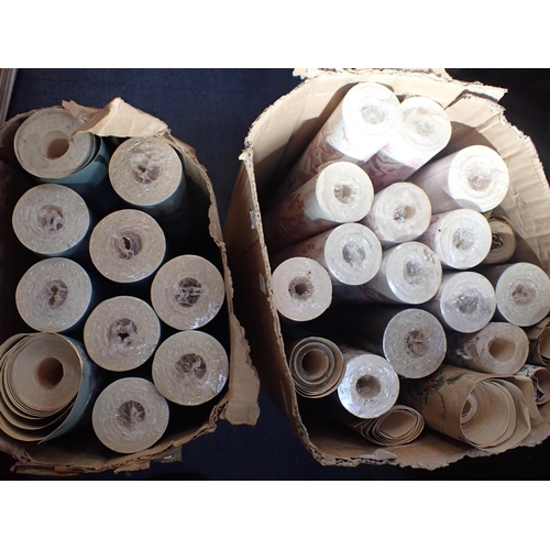 16 - TEN ROLLS OF LAURA ASHLEY 'TOILE' (RASPBERRY) WALLPAPER and others, some odd open part rolls