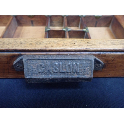 162 - A 'CASLON' PRINTERS TYPE CASE 82 x 37cm (mounted for wall hanging)