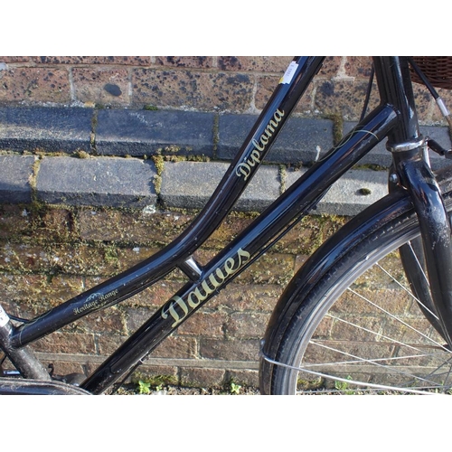 167 - A DAWES 'DIPLOMA' LADIES' BICYCLE Heritage Range, with basket, black painted frame with linework dec... 