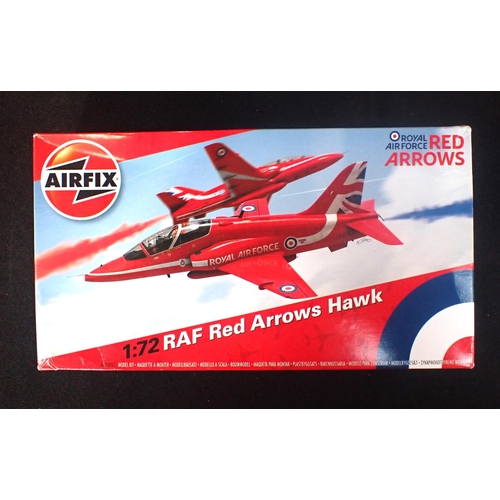 214 - THREE AIRFIX UNBUILT MODELS - 'AW SEAHAWK', 'RAF RED ARROWS HAWK' AND 'AIRFIELD CONTROL TOWER' all b... 