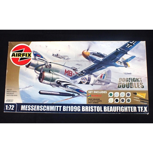 231 - TWO UNBUILT AIRFIX 'DOGFIGHT DOUBLES' MODELS - 'JUNKERS JU88/HAWKER HURRICANE' AND 'MESSERSCHMITT BF... 