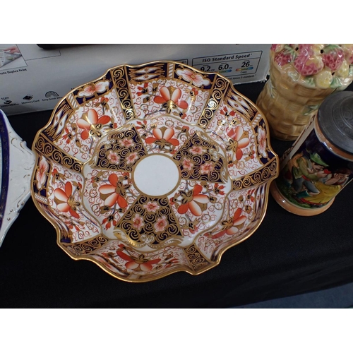 26 - A ROYAL CROWN DERBY IMARI BOWL AND DERBY POSIES FANCIES with a collection of ceramics