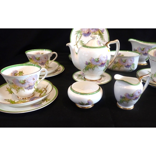 354 - A ROYAL DOULTON 'GLAMIS THISTLE' CABARET SET and other tea ware, by P. Curnock