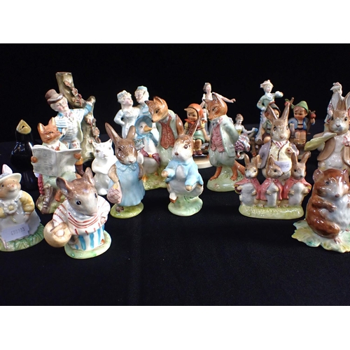 371 - ELEVEN BESWICK AND ROYAL ALBERT POTTERY BEATRIX POTTER FIGURES together with mixed other ceramic fig... 