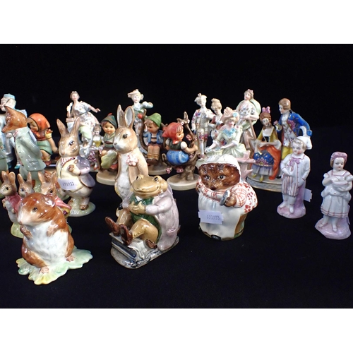 371 - ELEVEN BESWICK AND ROYAL ALBERT POTTERY BEATRIX POTTER FIGURES together with mixed other ceramic fig... 