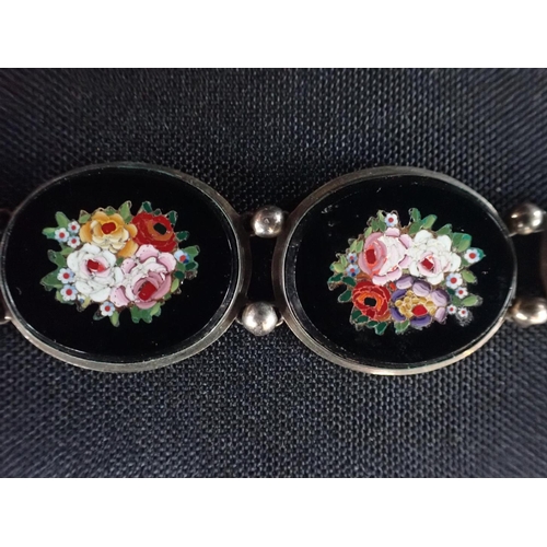 499 - A MICRO MOSAIC BRACELET, AND SIMILAR BROOCH the bracelet of six oval panels inset with flowers, the ... 