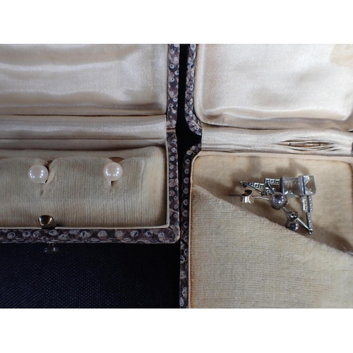 531 - A COLLECTION OF COSTUME JEWELLERY including a set of faux pearl dress studs, a pair of paste drop ea... 