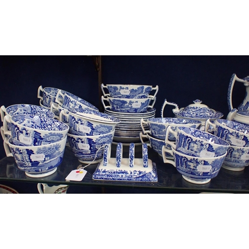 55 - A COLLECTION OF SPODE 'ITALIAN' WARE to include breakfast cups, saucers, coffee pot, teapot and othe... 