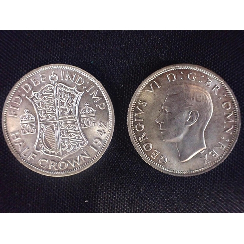 558 - AN 1822 CROWN, 1942 HALF CROWNS First Decimal sets, and other coins