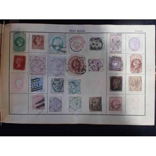 565 - A VICTORIAN STAMP ALBUM, PENNY BLACK AND OTHERS European, USA, South America, Asia, Canada, New Sout... 