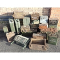 A COLLECTION OF MILITARY AMMUNITION BOXES cannonball carrier, 1940s ...