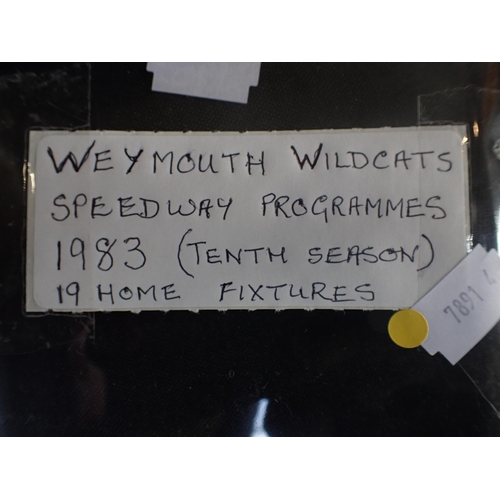 592 - WEYMOUTH WILDCATS SPEEDWAY PROGRAMMES 1983 (tenth season) 19 home fixtures