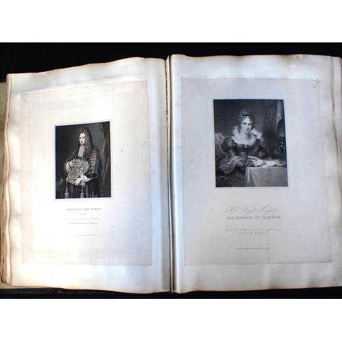 595 - A 19TH CENTURY SCRAPBOOK OF NOBILITY, ROYALTY and other figures, after painted portraits the leather... 