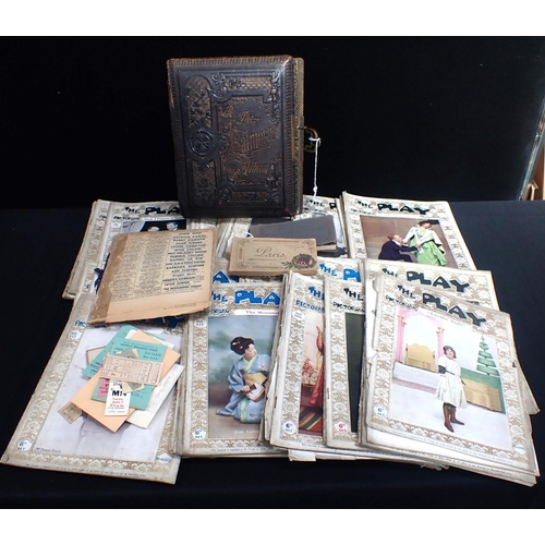 598 - A QUANTITY OF 'THE PLAY PICTORIAL' circa 1910 - 1915, a musical photo album (pages missing), old tic... 