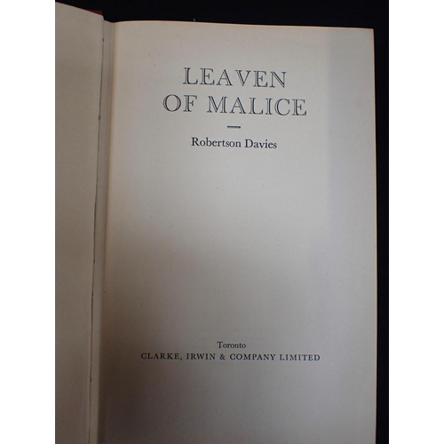 609 - ROBERTSON DAVIES: 'LEAVEN OF MALICE' Clarke, Irwin and Company Limited 1954, with unclipped jacket (... 