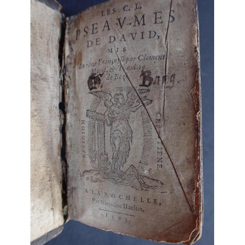 615a - CLEMENT MAROT & THEODORE DE BEZE: 'LES PSEAUMES DE DAVID' a miniature edition, H. Haultin, La Rochel... 