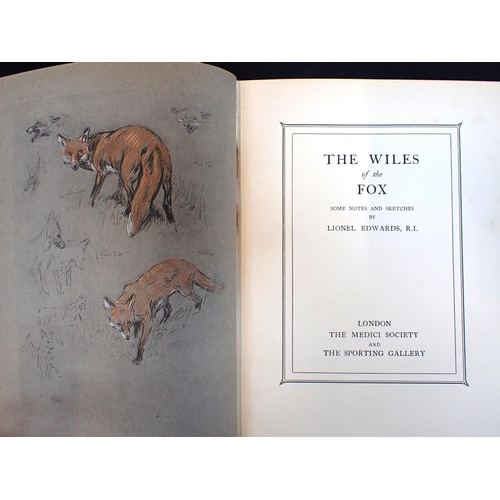 623 - LIONEL EDWARDS, 'THE WILES OF THE FOX' Medici Society/Sporting Gallery 1932, and a collection of Jor... 