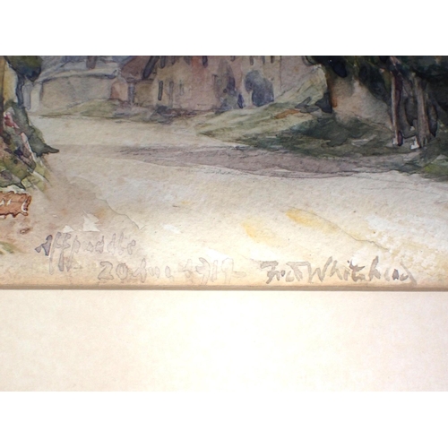 641 - FREDERICK WHITEHEAD (1853 - 1938): AFFPUDDLE, DORSET watercolour 1914, framed 31 x 38cm, and three o... 