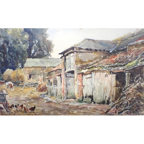 641 - FREDERICK WHITEHEAD (1853 - 1938): AFFPUDDLE, DORSET watercolour 1914, framed 31 x 38cm, and three o... 