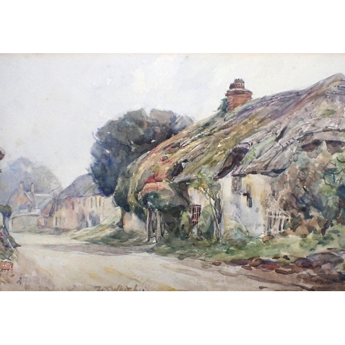 641 - FREDERICK WHITEHEAD (1853 - 1938): AFFPUDDLE, DORSET watercolour 1914, framed 31 x 38cm, and three o... 